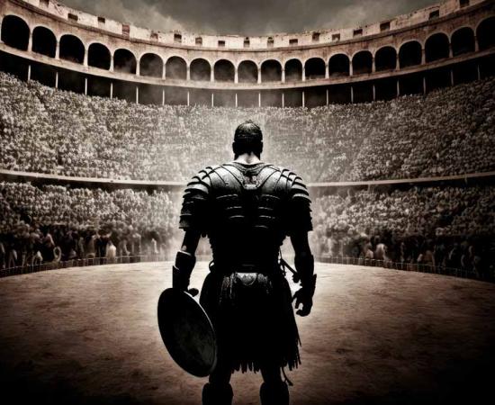 Gladiator entering the Roman colosseum. Source: Noel Cook / Adobe Stock.