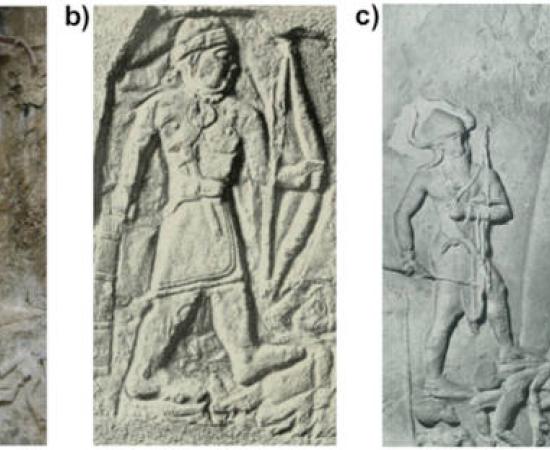 Selection of stone reliefs showing iconographic evidence of double-concave and angular bows from the Akkadian and New Kingdom periods in Mesopotamia and Egypt