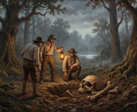 Representation of finding of large human skeletal remains in Ohio.