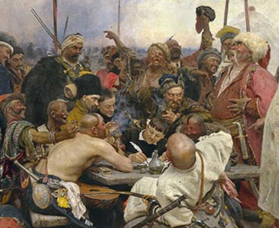 "Zaporozhian Cossacks write to the Sultan of Turkey" by Ilya Repin (1844–1930)