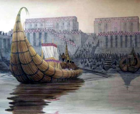 Re-creation of the port at Eridu, an ancient “Court of the King of the World”. 