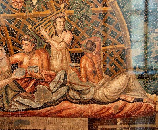 Ancient Roman mosaic of debauchery. Source: Sailko / CC by SA 3.0.