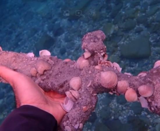 The Crusader Sword at the find site in the Mediterranean Sea