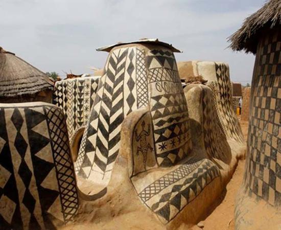 A view inside the painted village of Tiébélé in Burkina Faso.