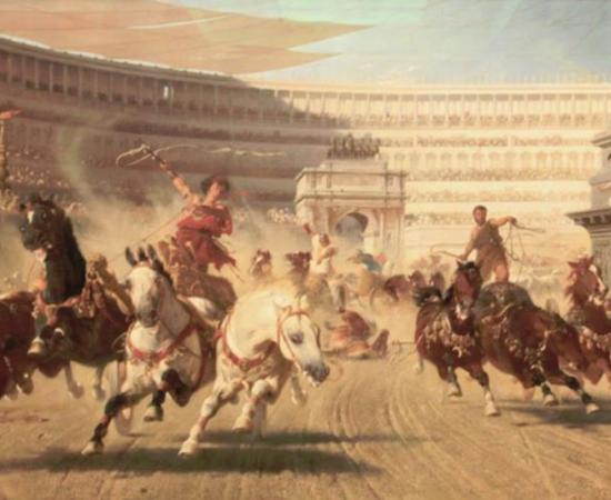 The Chariot race. Cynisca was a Spartan princess and the first women to win the chariot race in the ancient Olympic Games.