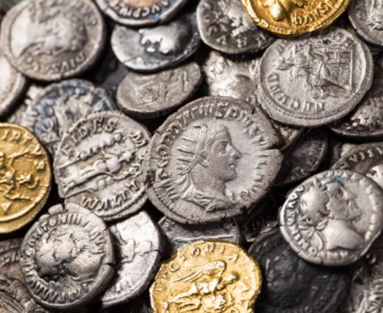 Ancient coins of the Roman Empire.