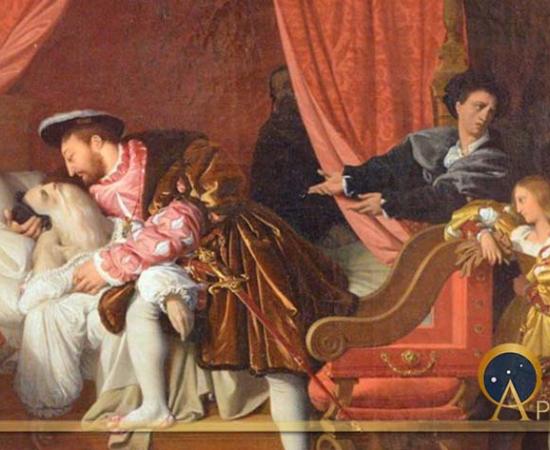 The Death of Leonardo da Vinci, by Jean Auguste Dominique Ingres, (1818) (Public Domain)