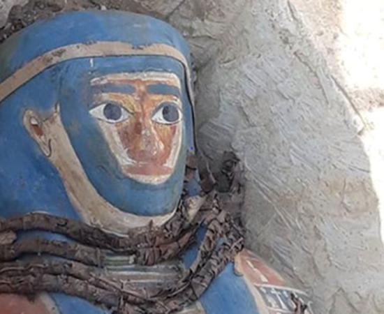 One of eight brightly decorated sarcophagi discovered at the Dahshur necropolis, Egypt
