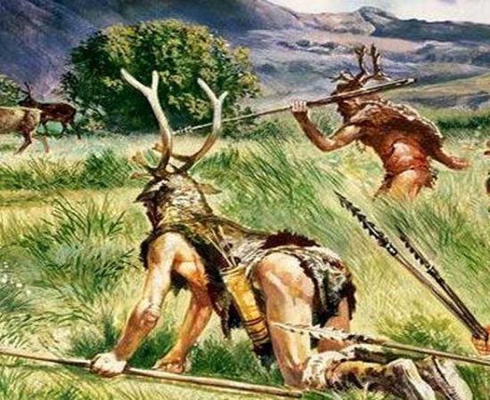 Artist's impression of prehistoric hunters. 