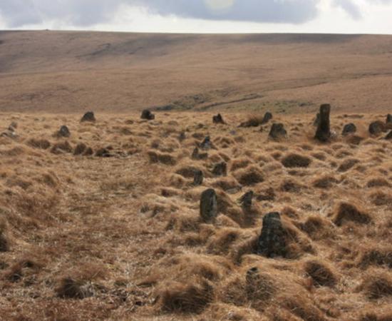 The kiss-in-the-ring stone circle near Hartford in Devon, one of the many stone circles found on Dartmoor.