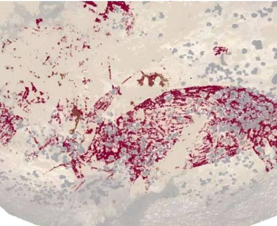 Dated Rock Art Panel at Leang Karampuang	Source: Provided by Griffith University /Nature