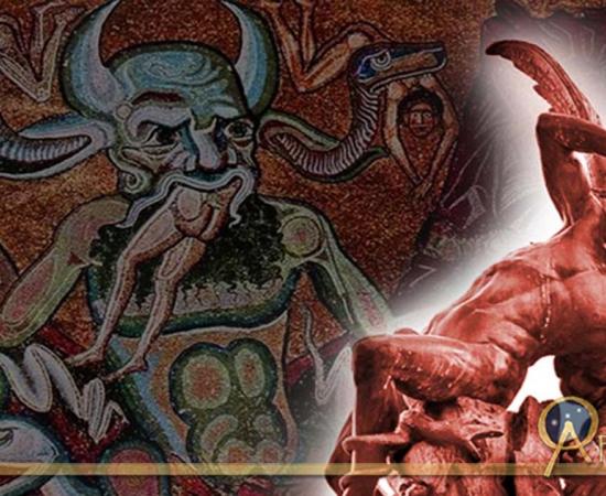 Deriv; Statue of the Fallen Angel and The Hell, Inferno Canto 34, circa 1301