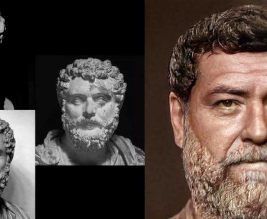 Marble busts of Didius Julianus who bought the Roman Empire at the end of the 2nd century AD in a facial reconstruction artwork created by Daniel Voshart. Source: Daniel Voshart / CC BY-NC-SA 4.0
