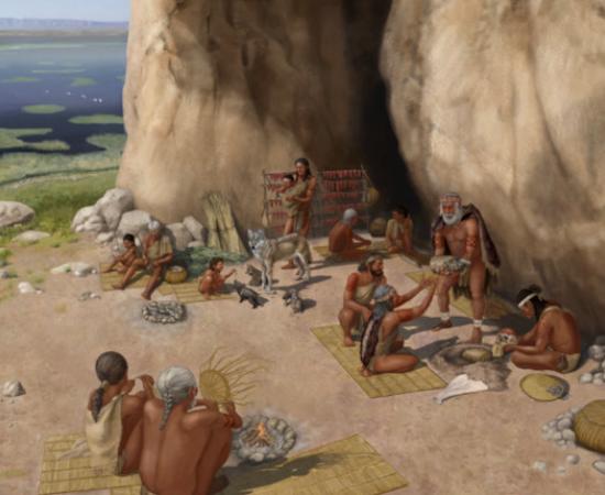 Artistic reconstruction of Pınarbaşı c. 15,800 years ago based on evidence from archaeological excavations by University of Liverpool