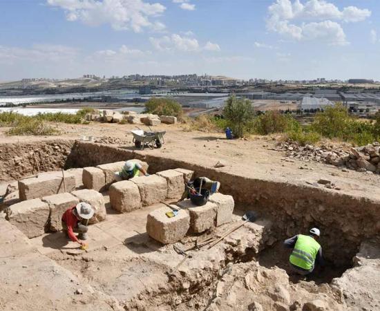 Archaeologists at work in the ancient city of Doliche, Gaziantep, southeastern Turkey, in October 2021.    