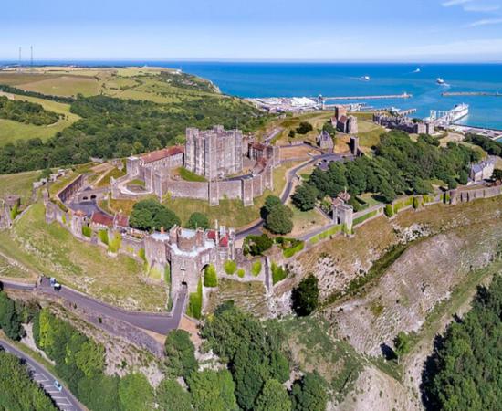 Ariel view of Dover Castle, including areas around Constable’s Gate.