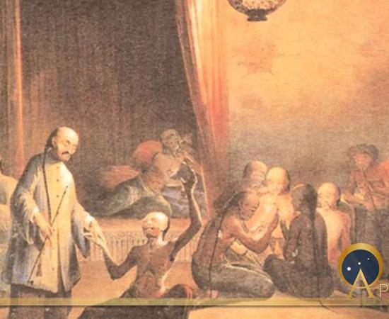 An opium den in 18th-century China through the eyes of a Western artist (18th Century) (Public Domain)