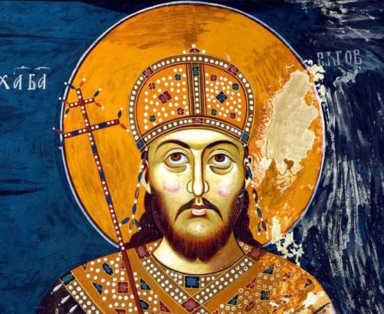 Dušan the Mighty, seen here in a detail of a 14th century fresco at Lesnovo Monastery in the Republic of Macedonia, ousted the Byzantine Empire from power in the region to create the great Serbian Empire which rose in the 1340s to become the leading political and economic power in the Balkans. Source: Public domain.