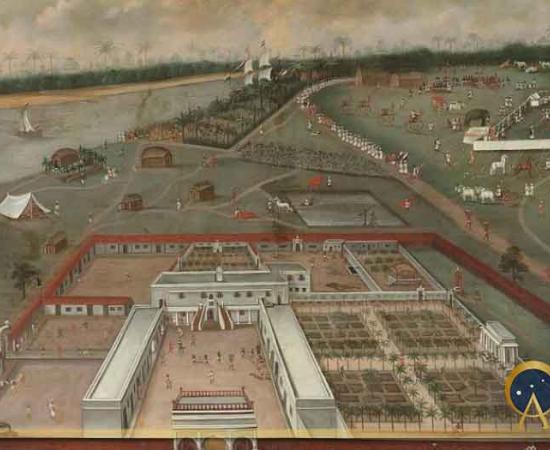 Dutch East India Company factory in Hugli-Chuchura, Mughal Bengal. Hendrik van Schuylenburgh, 1665. Source: Public domain