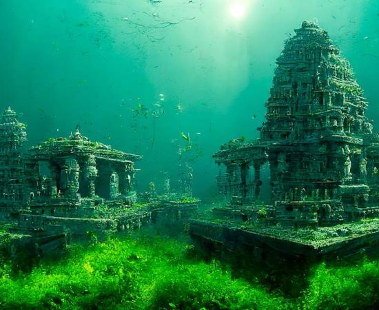 Representation of Dwarka underwater. Source:  Amith / Adobe Stock.