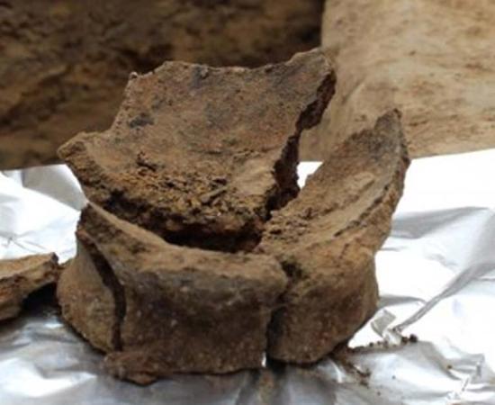 This is base of Neolithic jar being prepared for sampling for residue analysis.