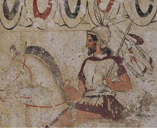 Return of the warrior. Detail of fresco from early 4th century BC