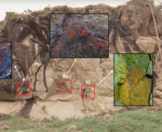 The rock shelter in Paute, Ecuador, with pictograms.