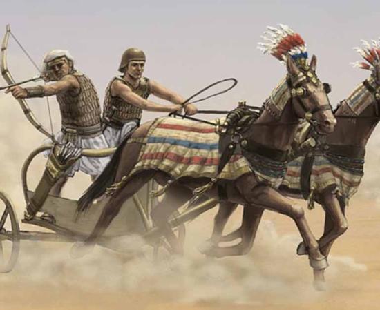 Recreation of an Egyptian war chariot from the Early New Kingdom by Angus McBride