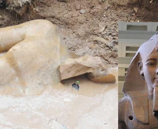 The statue of a pharaoh found in a Cairo mud pit. It is believed to depict Ramesses II. 