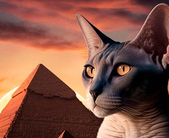 Representational image of a cat in front of the Egyptian pyramids. Source: Matheus / Adobe Stock 