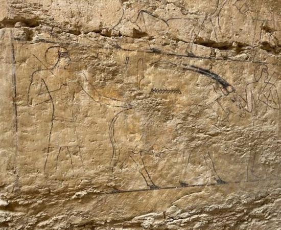 The black ink outlines on the exterior of the Egyptian dignitary’s tomb recently found at Saqqara indicate that his grave was likely never finished properly.							Source: Polish Centre of Mediterranean Archaeology, University of Warsaw