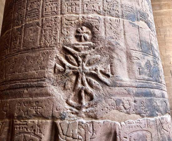 Ancient Egyptian graffiti, in this case Coptic graffiti, at the Temple of Isis in the Philae Temple Complex in Egypt. Source: Warren LeMary / CC0