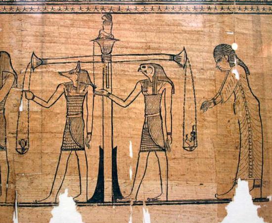 The Weighing of the Heart ritual, shown in the Book of the Dead of Sesostris. Source: Manfred Werner - Tsui / CC BY-SA 3.0