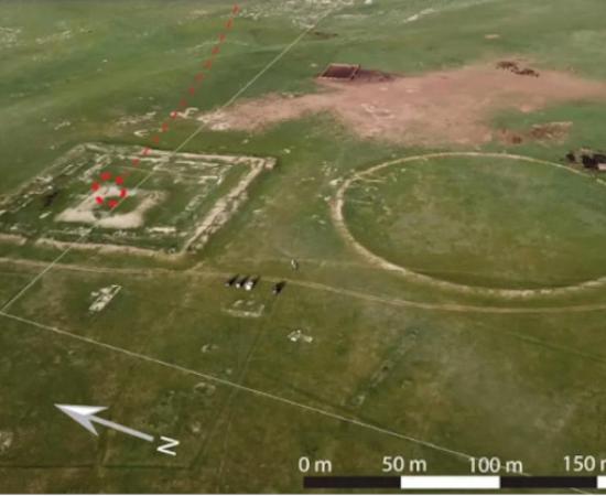 Drone photo of the place of the discovery in the northeast of Mongolia.