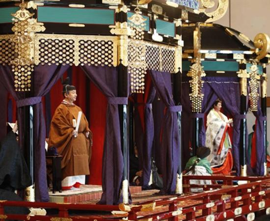 Emperor Naruhito and Empress Masako at the emperor's ceremony of enthronement to the Chrysanthemum Throne.