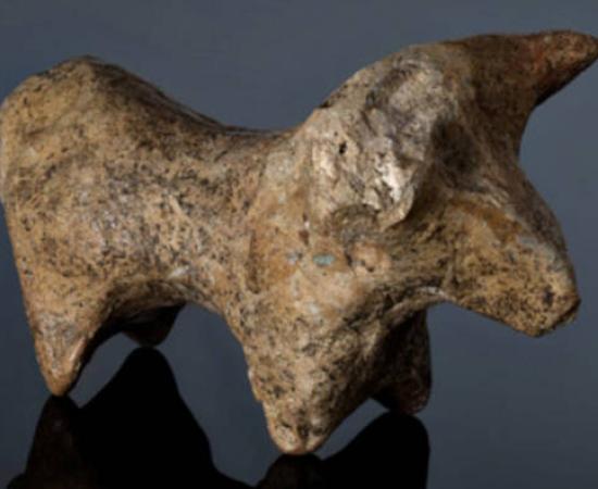 Clay bull figurine from the 7,000-year-old Eneolithic settlement.