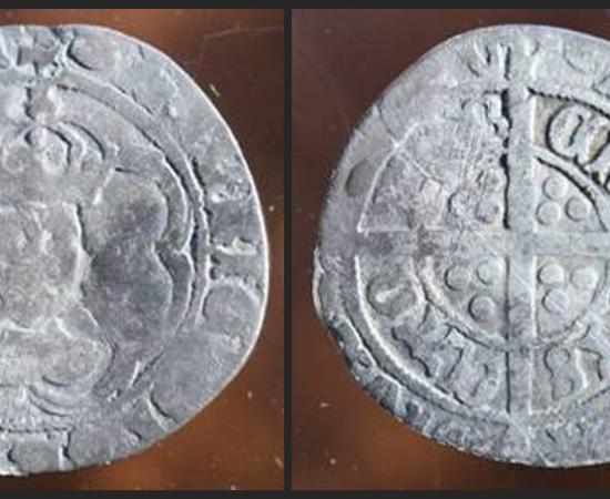 Images of the English coin minted sometime between 1493 and 1499 and discovered at the Cupids Cove Plantation Provincial Historic Site in 2021. Source: Government of Newfoundland and Labrador
