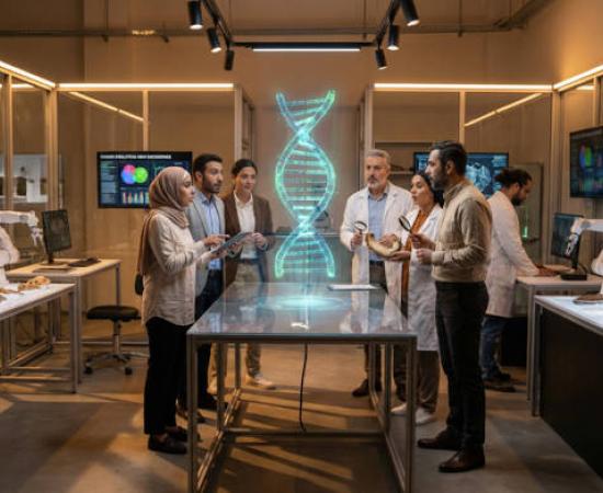 Image of scientists in an anthropology laboratory.