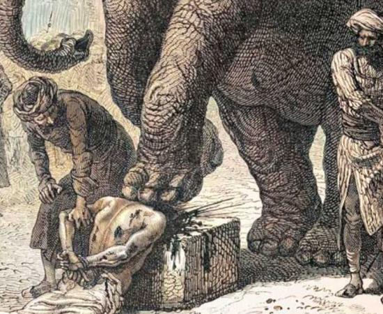 Historic illustration of execution by elephant. Source: Pixaterra / Adobe Stock