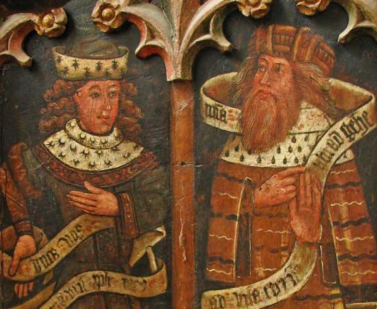 Ezekiel’s Daniel may be Biblical, or it may be based on the Ugaritic Danel from the Tale of Aqhat, with evidence pointing in both directions. Prophets Daniel and Ezekiel on the south side of the medieval rood screen, St Firman's, North Crawley, Buckinghamshire, England.		Source: World History