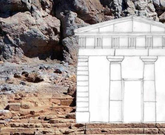 The Falasarna archaeological site in Crete, with a representation of the façade of the temple dedicated to the Goddess Demeter. Source: Greek Ministry of Culture