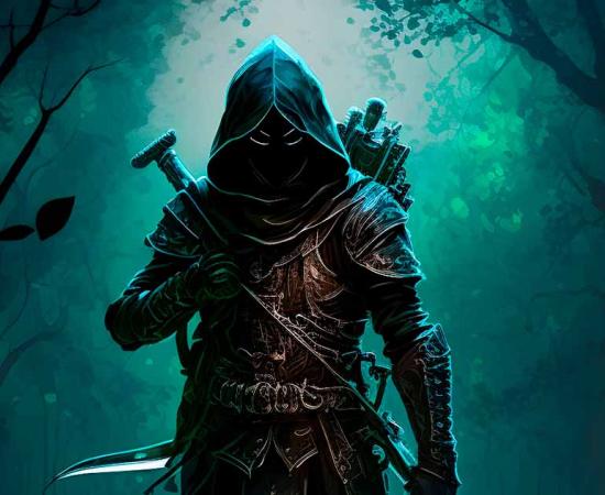 An assassin holding a falchion sword. Source: jaysen / Adobe Stock.