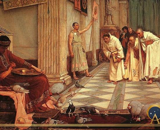 The Favorites of the Emperor Honorius, by John William Waterhouse (1883) (Public Domain)