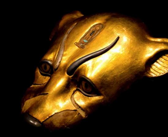 Gilded leopard head found in the Tomb of Tutankhamun (KV62); design by Anand Balaji 