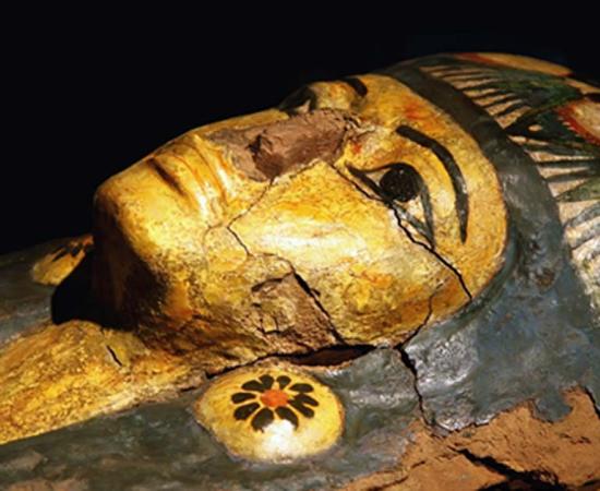 Egyptian sarcophagus containing mummified remains