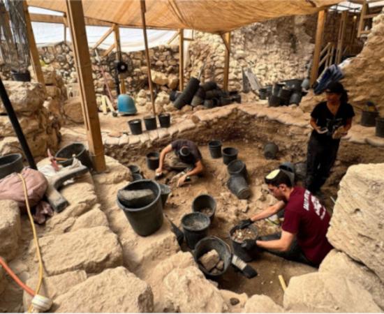 Archaeologists excavate the destruction layer at the Givati Parking Lot site in Jerusalem's City of David