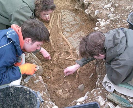 Researchers excavating at Fonmon Castle.