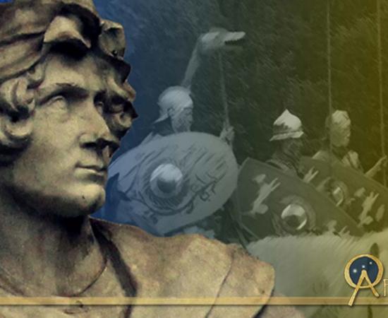 Statue of Roman Soldier (Public Domain), and Roman Cavalry Reenactment  (CodrinB/CC BY-SA 3.0); Deriv.