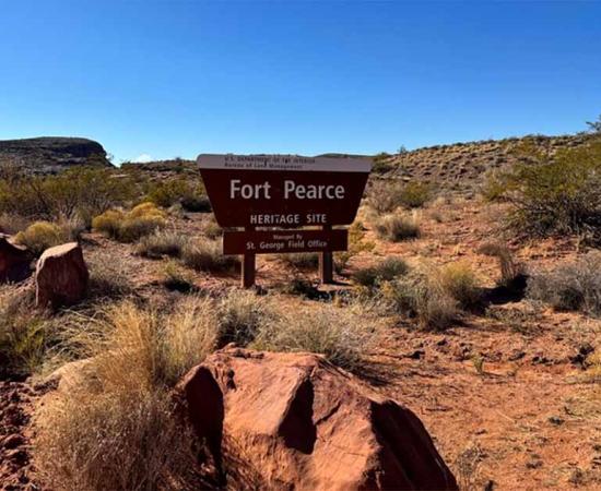 Fort Pearce protected heritage site Sign.	Source: Jacqueline Russell/BLM Utah/ Public Domain
