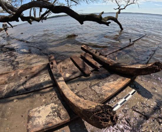 Large section of possible La Fortuna shipwreck exposed on Brunswick Town shoreline. 